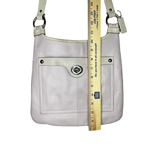 COACH F16533 Penelope Lavender Leather Snakeskin Trim Crossbody Purse Bag - Picture 12 of 13